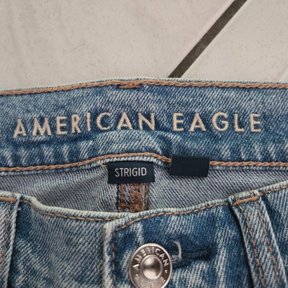 American Eagle Strigid Super High Waist Baggy Straight Distressed Jeans 4 - Picture 3 of 6